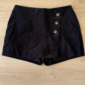 Lulu's Black Corduroy Skort with Button Detail